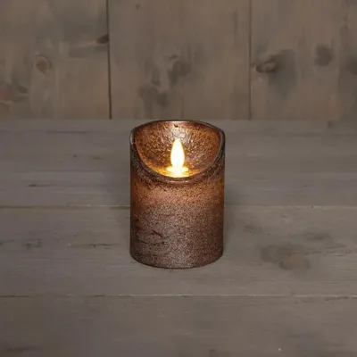 Anna&apos;s Collection LED kaars flame effect rustiek 7.5x10cm brons 1 stuks