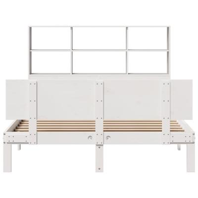 Bed met boekenkast zonder matras grenenhout wit 140x200 cm