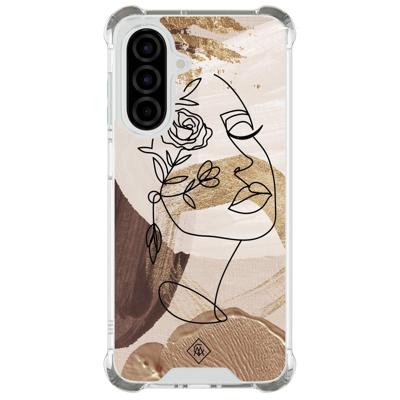 Samsung Galaxy A26 shockproof hoesje - Abstract gezicht bruin