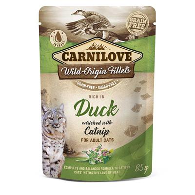 CARNILOVE CAT POUCH Nat kattenvoer Eend, Kattenkruid 85 g