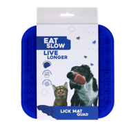 Eat Slow Live Longer Lickmat Quartet - 20 x 20 cm - snuffelmat - anti-kras mat - slowfeeder - 100% siliconen - vaatwasmachinebestendig - blauw - thumbnail