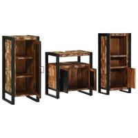 Badkamermeubelset met lade 3 pcs Massief Gerecycled Hout - thumbnail