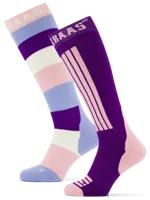 Poederbaas Skisokken 2-pack Striped Purple/Pink-39/42 - thumbnail