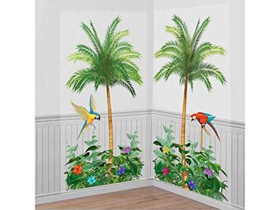 Amscan Wanddecoratie poster tropical 165 cm set van 2 | 18 stuks