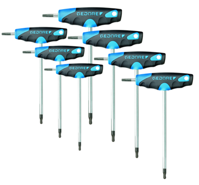 Gedore DT 2143 KTX-007 Haakse schroevendraaierset T 10, T 15, T 20, T 25, T 27, T 30, T 40 7-delig