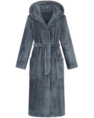 Morgenstern Morgenstern damesbadjas met capuchon Betty Blauw Maat M