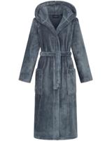 Morgenstern Morgenstern damesbadjas met capuchon Betty Blauw Maat M - thumbnail