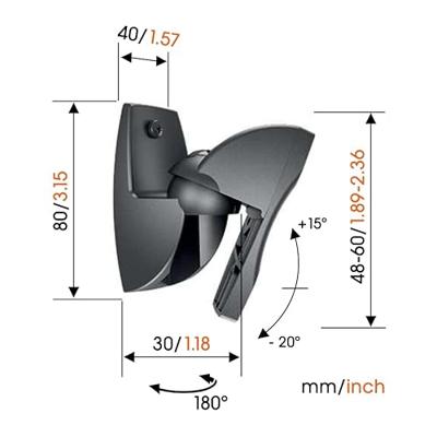 Vogels VLB 500 Luidspreker-wandbeugel Kantelbaar, Draaibaar Zwart 1 paar - thumbnail