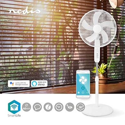 SmartLife Ventilator | Wi-Fi | 400 mm | Verstelbare hoogte | Draait automatisch | 3 Snelheden | Tijdschakelaar | Android / IOS | Wit