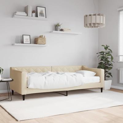 Slaapbank met matras 80x200 cm stof crèmekleurig
