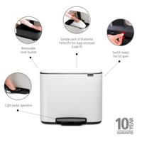 brabantia Bo 121388 Pedaalemmer (groot) 36 l Staal (l x b x h) 363 x 540 x 440 mm Wit Met voetpedaal 1 stuk(s) - thumbnail