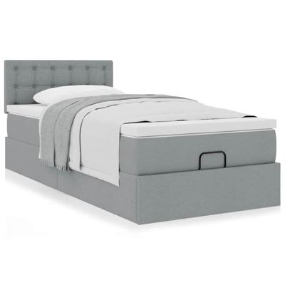 Ottoman bed met matras 90x190cm stof lichtgrijs
