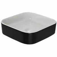 Opbouwwastafel BWS Fresh Keramiek 42x42 cm Zonder Overloop, Zonder Kraangat Wit/Mat Zwart - thumbnail