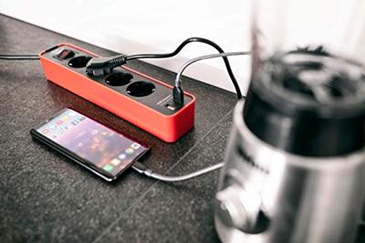 Brennenstuhl ecolor stekkerdoos 4-voudig met 2 USB-laadbussen (stekkerdoos USB met schakelaar en 1,5 m kabel) - 1153240076 - thumbnail
