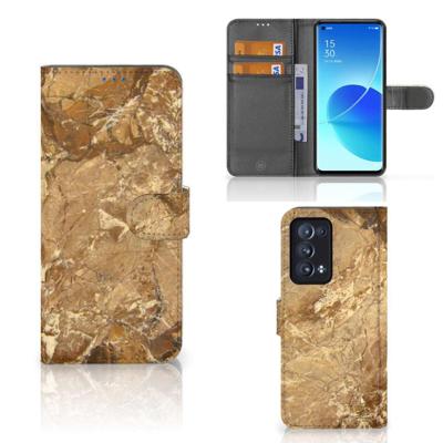 OPPO Reno 6 Pro Plus 5G | Bookcase | Marmer Creme OPPO Reno 6 Pro Plus 5G | Bookcase | Marmer Creme