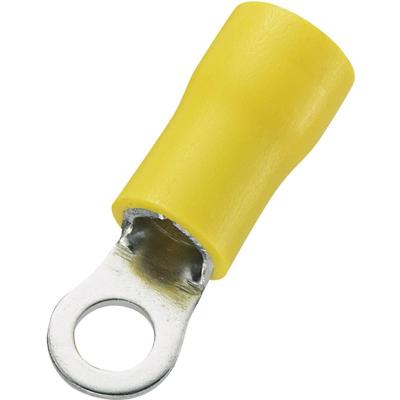 TRU COMPONENTS 746628 Ringkabelschoen Dwarsdoorsnede (max.): 6 mm² Schachtdiameter: 4.3 mm Deels geïsoleerd Geel 50 stuk(s)