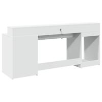 Bureau met LED-verlichting 200x55x91 cm bewerkt hout wit - thumbnail
