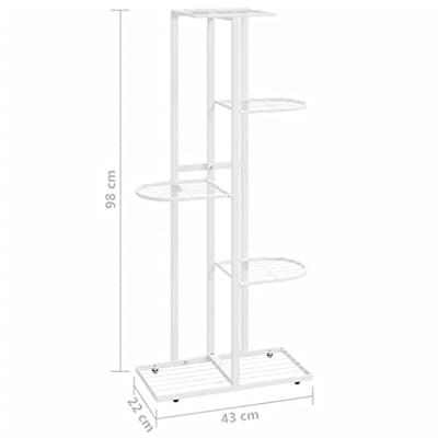 VidaXL Bloemenstandaard met 5 lagen 43x22x98 cm metaal wit VidaXL Bloemenstandaard met 5 lagen 43x22x98 cm metaal wit