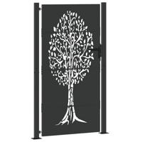 Tuinpoort met slot Zwart 105 x 200 cm Poedergecoat staal - thumbnail