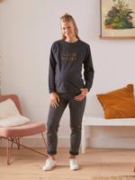 Fleece sweatshirt met tekst, voor zwangerschap en borstvoeding zwart met luipaardprint - thumbnail