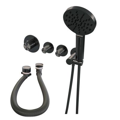 Brauer Gunmetal carving inbouw - douchegarnituur - 3 carving knoppen - handdouche rond 3 standen - PVD- geborsteld gunmetal 5-GM-096 Brauer Gunmetal carving inbouw - douchegarnituur - 3 carving knoppen - handdouche rond 3 standen - PVD- geborsteld gunmetal 5-GM-096