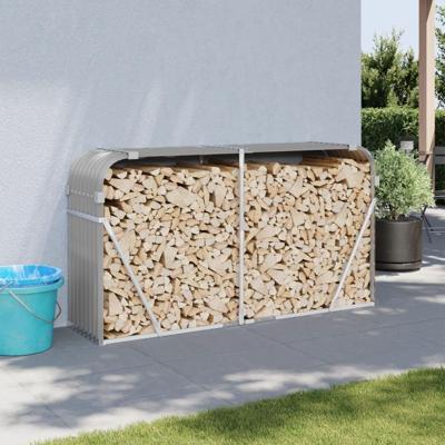 Haardhoutopslag 180x45x100 cm gegalvaniseerd staal lichtgrijs