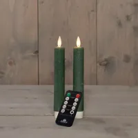 Dinerkaars wax led bewegende vlam op batterij met afstandsbediening 2 stuks h18 cm jade groen Anna's Collection - Annas collection - thumbnail