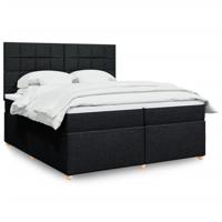 Boxspring met matras stof zwart 200x200 cm - thumbnail