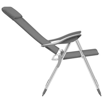 Campingstoelen 4 st inklapbaar aluminium grijs - thumbnail