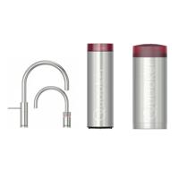 Quooker Nordic Round Twintaps - draaibare uitloop - Combi incl. Cube reservoir - Warm / kokend / bruisend / gefilterd water - RVS 22NRRVSTT-CUBE - thumbnail