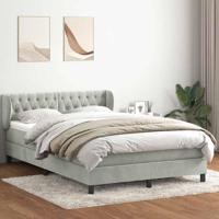 Boxspring met matras fluweel lichtgrijs 160x220 cm - thumbnail