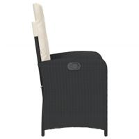 Tuinstoel verstelbaar met kussens poly rattan zwart - thumbnail