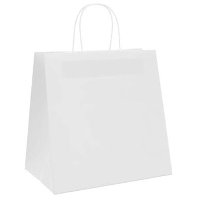 VidaXL Papieren zakken 250 st met hengsels 26x17x25 cm wit