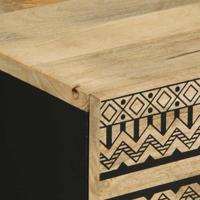 Nachtkastje 50x33x62 cm massief ruw mangohout zwart - thumbnail