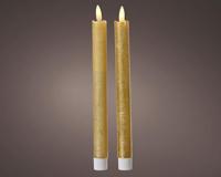 LED Dinerkaarsenset wax goud H24,5cm - thumbnail