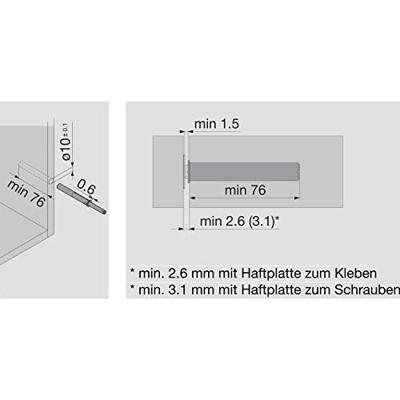 Blum set regelbare TIP-ON - lang - Carbon zwart - 956A1004 - thumbnail