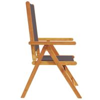 Tuinstoelen 4 st verstelbaar hout en stof antracietkleurig - thumbnail
