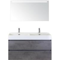 Maxx XL Badmeubelset 120 cm - Beton Antrac - Wastafel Kube Dubbel 2 Kraangaten met Sence Spiegel - thumbnail