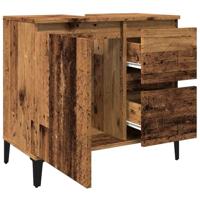 Wastafelkast 65x33x60 cm bewerkt hout oud houtkleurig - thumbnail