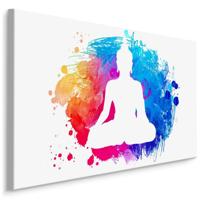 Schilderij - Boeddha op een achtergrond van Waterverf, Print op canvas - thumbnail