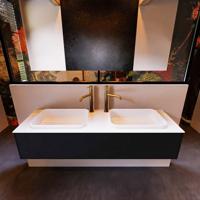 Badkamermeubelset Mondiaz Erin 150 cm met 1 Lade met RIDGE Wastafel Dubbel Talc met 2 kraangaten Greeploos Mat Urban - thumbnail