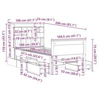 Bed met boekenkast zonder matras massief grenenhout 100x200 cm - thumbnail