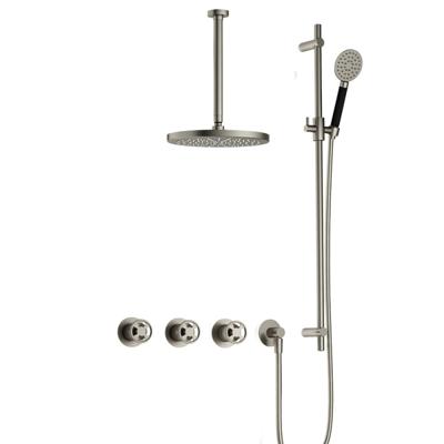 Hotbath Cobber IBSW70 Regendoucheset inbouw - 30cm plafondarm - 20cm ronde hoofddouche - 3 standen handdouche - glijstang - Geborsteld nikkel IBSW70GN137