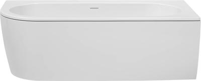 Saqu Line half vrijstaand hoekbad met 2 ligzijdes met hoek rechts 160x75cm glans wit acryl incl. afvoerplug wit