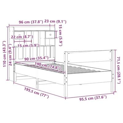 Bed met boekenkast zonder matras grenenhout wit 90x190 cm Bed met boekenkast zonder matras grenenhout wit 90x190 cm