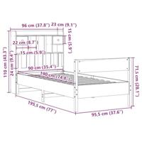 Bed met boekenkast zonder matras grenenhout wit 90x190 cm - thumbnail
