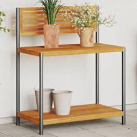 VidaXL Tuinwerktafel 90x50x110 cm massief acaciahout en staal - thumbnail