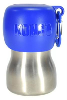 KONG H2O roestvrij staal hond waterfles & huisdier reizen kom, 9.5 oz - blauw