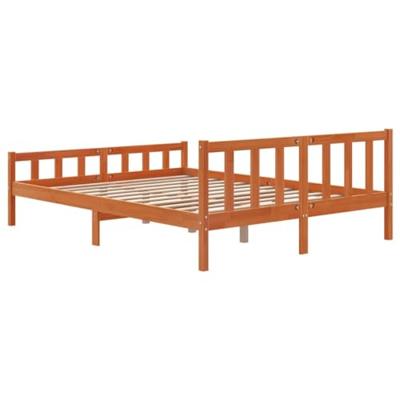 Bedframe zonder matras massief grenenhout wasbruin 150x200 cm