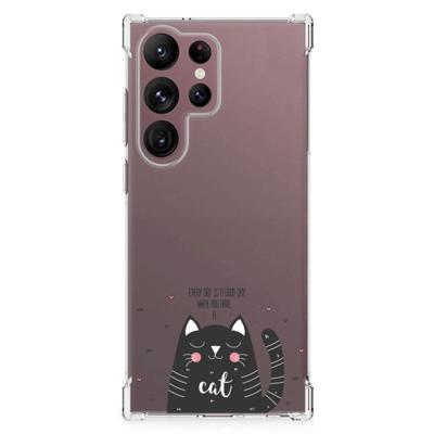 Samsung Galaxy S23 Ultra Stevig | Bumper Hoesje | Cat Good Day Samsung Galaxy S23 Ultra Stevig | Bumper Hoesje | Cat Good Day